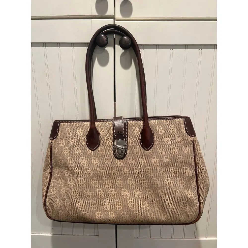 Dooney & Burke Women’s Signature Satchel Canvas & Leather Tote Bag Double Handle
